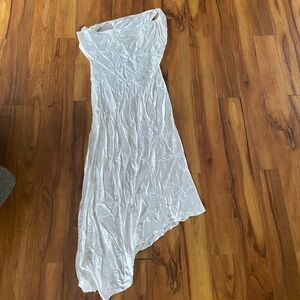 Asymmetrical white slip dress, open back, NWT. BRIDAL.